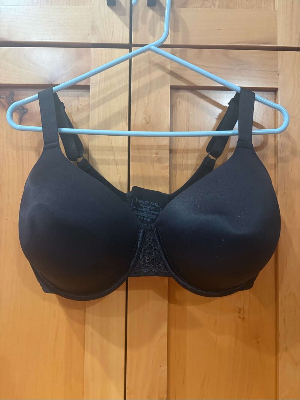 Vanity Fair Smooth Black Full Coverage Underwire Bra 38DDD